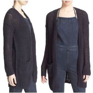 Free People simply sienna longline cardigan navy combo women cardigan size XS